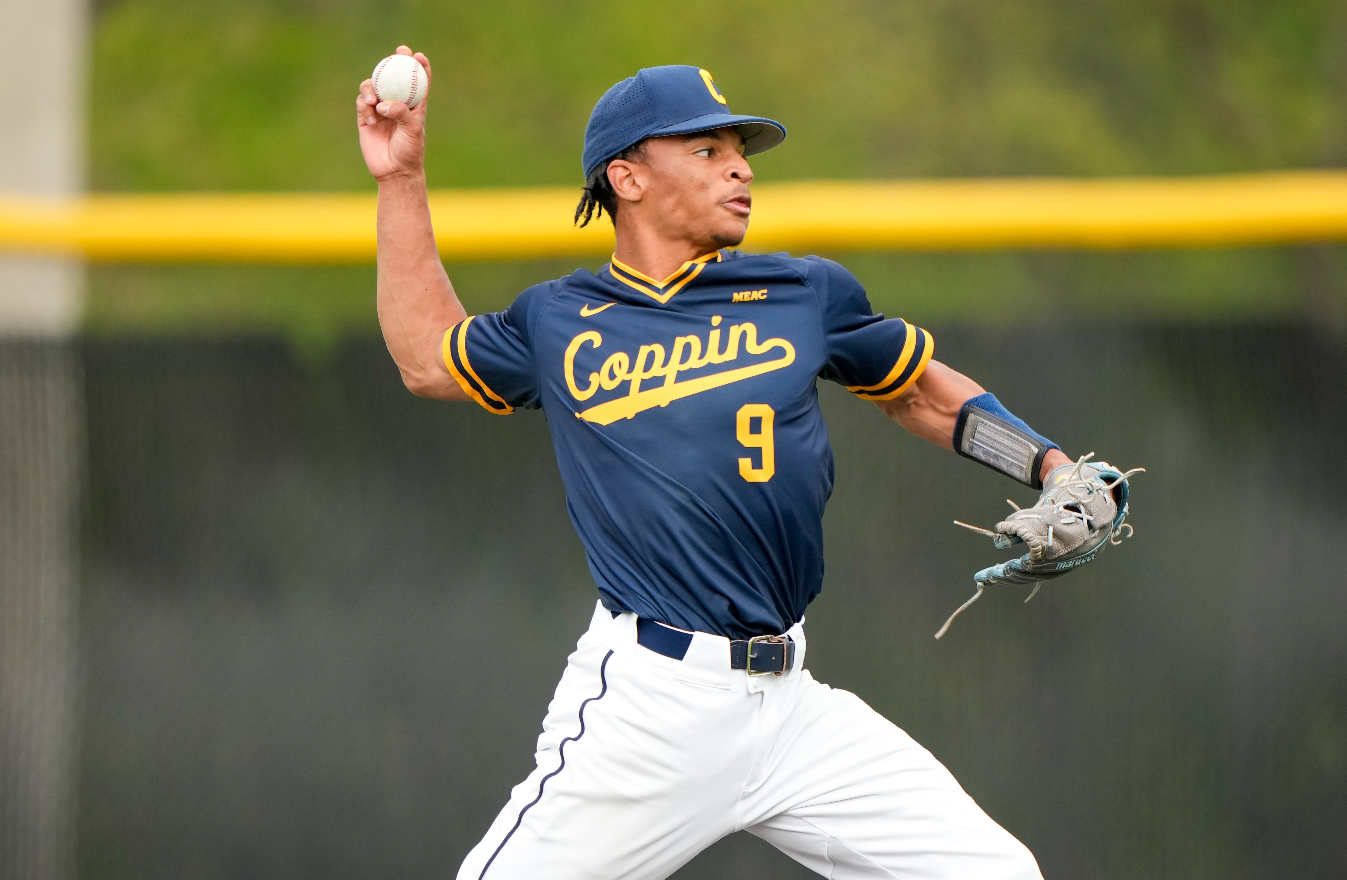 Choppin State University's Rashad Ruff pitches against Stonehill College during the HBCU Swingman Classic.