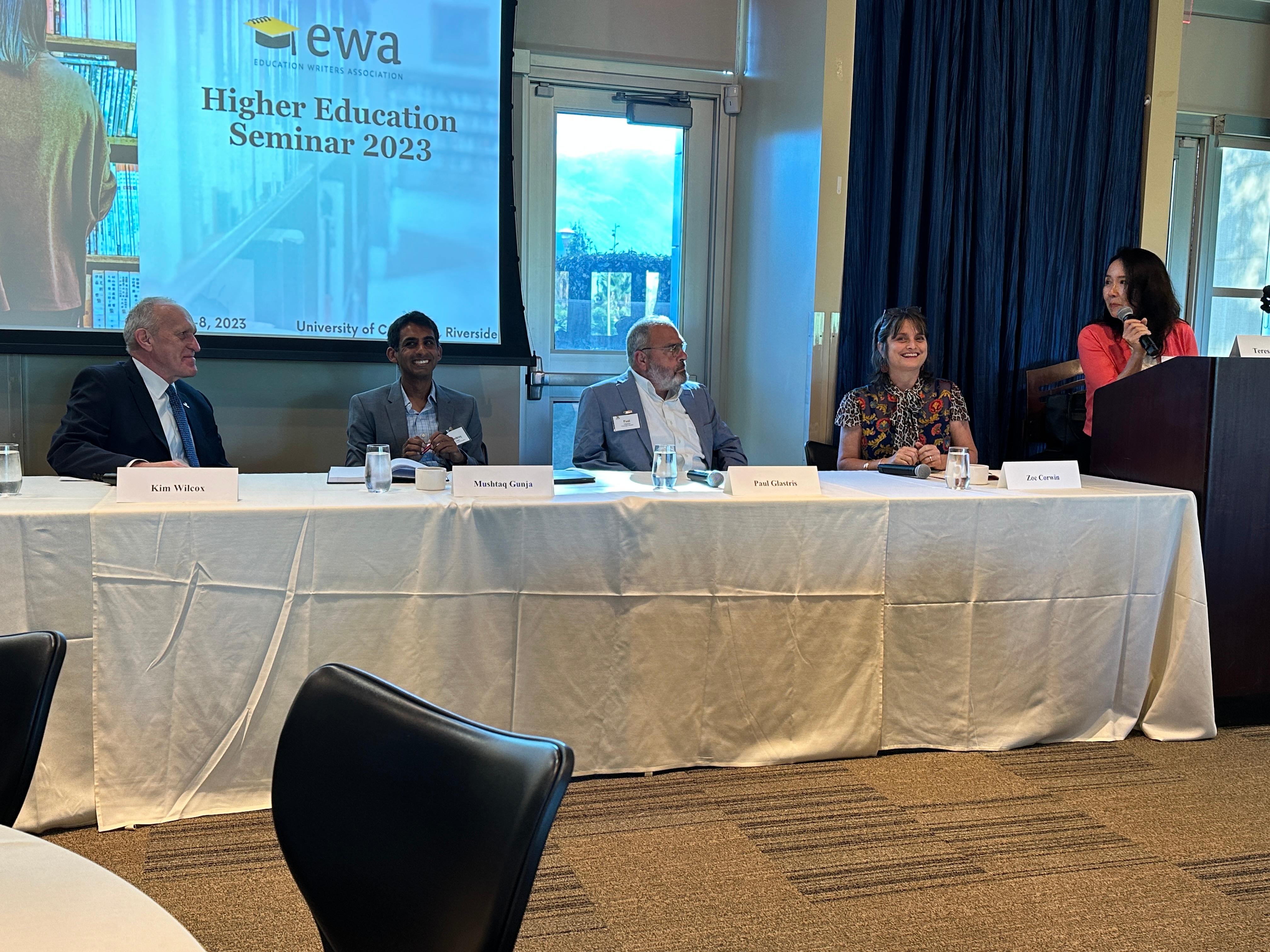 The panel on social mobility at the University of California, Riverside.