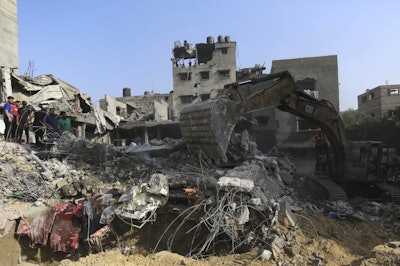 Destroyed houses after Israeli airstrikes on Gaza City