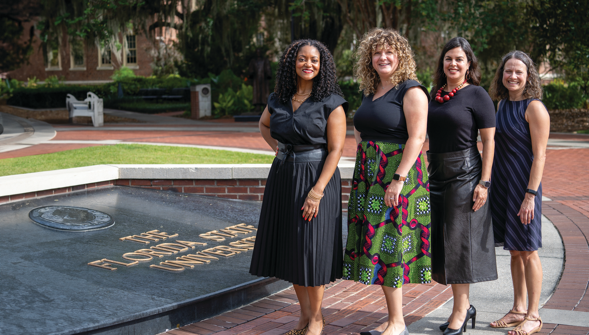 Florida State University faculty members, from left, Tamara Bertrand Jones (Educational Leadership and Policy Studies), Sara Hart (Psychology), Lara Perez-Felkner (Higher Education and Sociology) and Roxanne Hughes (National High Magnetic Field Laboratory) received a National Science Foundation grant to boost the university's initiatives to retain, recruit, and develop talented STEM faculty.