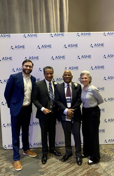 ASHE executive director Dr. Jason P. Guilbeau with Will Cox, president of Diverse: Issues In Higher Education and Frank Matthews, co-founder of the publication and ASHE president Dr. Ana M. Martínez Alemán