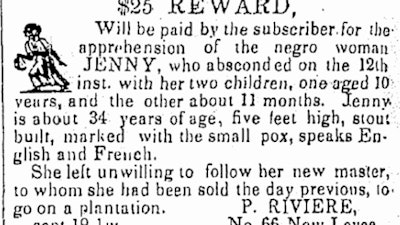 The “Freedom on the Move' database, maintained at Cornell University in partnership with several universities, is a free and open archive of “runaway slave” ads placed in newspapers in the 1700s and 1800s.