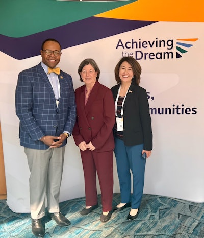 Community College of Aurora President Dr. Mordecai Brownlee with ATD President Dr. Karen A. Stout and Dr. Stephanie Fujii, president of Arapahoe Community College, at this year’s DREAM 2024 conference.