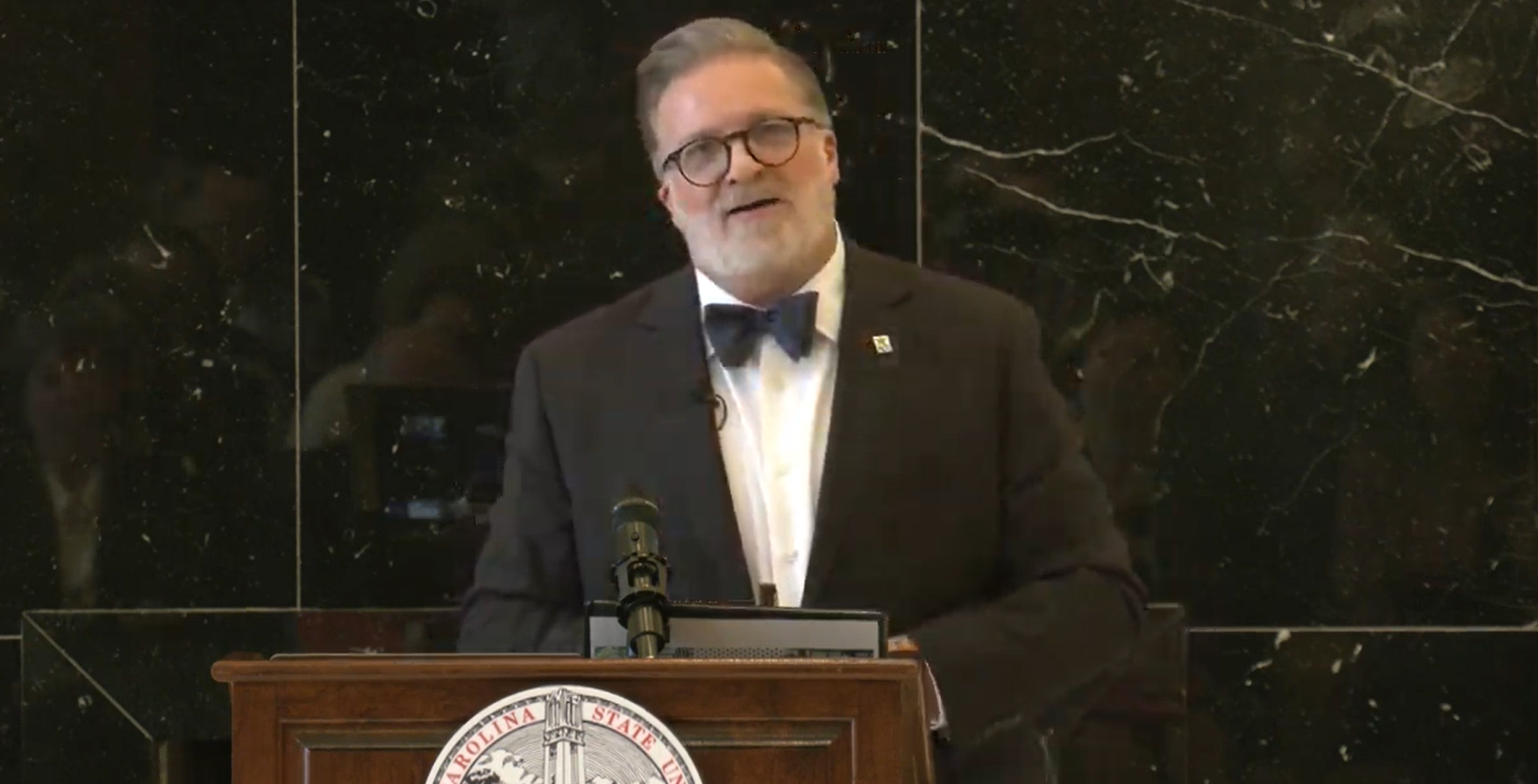 Dr. Russell Lowery-Hart, chancellor of Austin Community College District, speaking at the Dallas Herring Lecture on Tuesday.