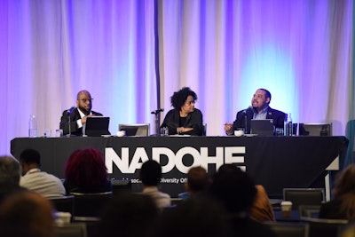 Drs. Warren Anderson, Lisa Coleman, and Michael Anthony speaking on the President's panel at NADOHE.